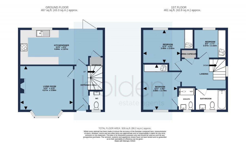 Floorplans For Hinton Close, Heybridge, Maldon, Essex