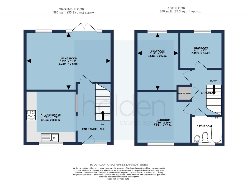 Floorplans For Drayton Close, Maldon, Essex, CM9